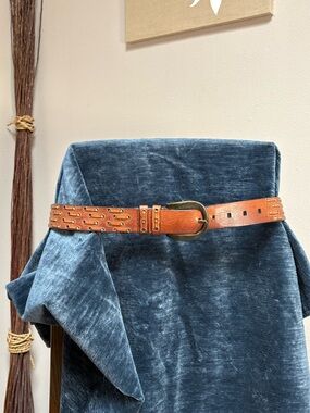Brown Leather Belt with Brass hardware